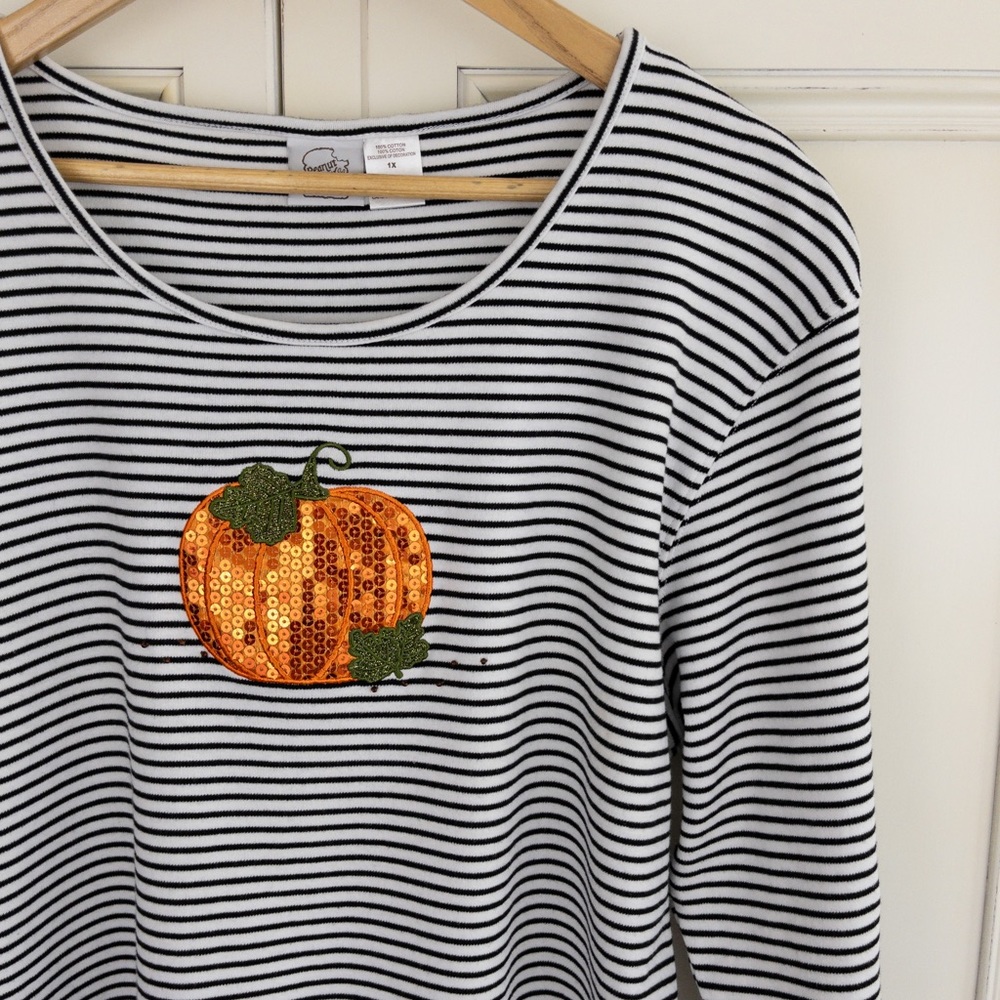 Peanut Butter & Jelly •  Fall Sweet Fall!  Sequined Pumpkin Top